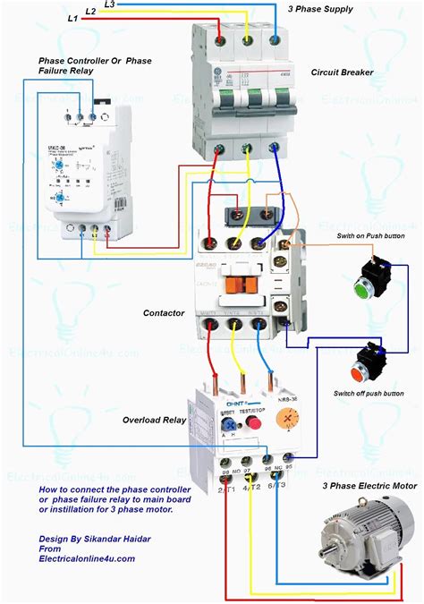 wiring diagram  motor starter  phase controller failure relay electrical pleasin basic