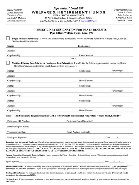 fitters beneficiary death form fill   sign printable