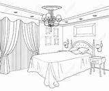 Bedroom Coloring Pages Sketch Furniture Room Bed Printable Drawing Girls Interior Perspective House Print Sketches Colour Template Adult Drawings Point sketch template