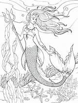 Mermaid Coloring Pages Realistic Cute Printable Printables Adults Cartoon Mermaids Color Print Adult Template Getdrawings Sofia First Rocks Intricate Getcolorings sketch template