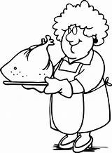 Coloring Cooking Pages Thanksgiving Kids Turkey Grandma Color Cooked Clipart Mother Drawing Holiday Printable Kitchen Cliparts Colouring Sheets Mom Clip sketch template