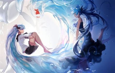 Wallpaper Art Yomi Yasou Vocaloid Bottle Miku Hatsune Miku Deep Sea