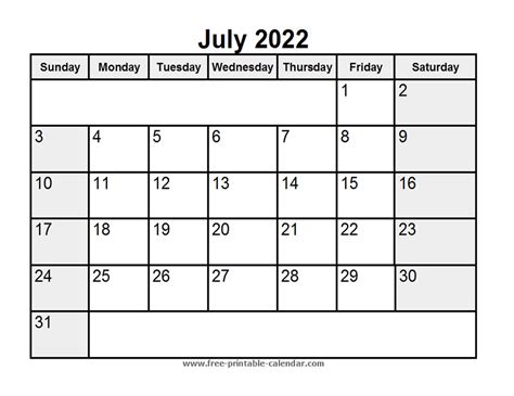 printable july  calendar  printable calendarcom