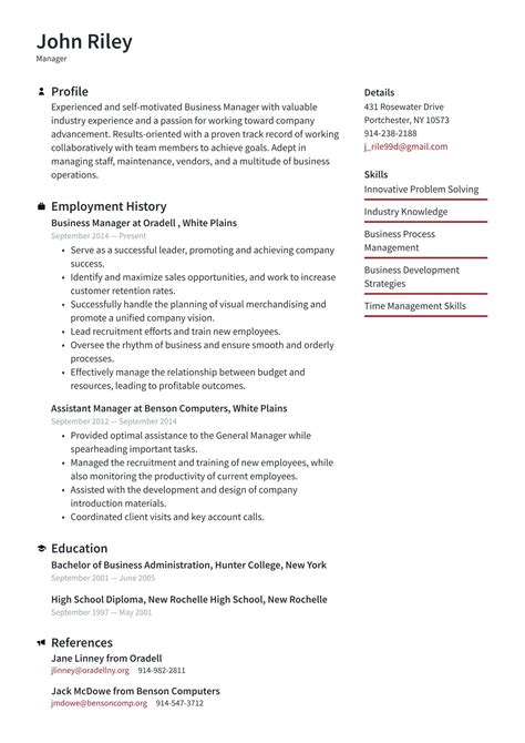 business manager resume examples writing tips  resumeio