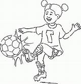 Soccer Girl Coloring Pages Playing Little Getcolorings Getdrawings Drawing sketch template