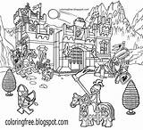 Coloring Pages Castle Knight Lego Medieval Printable City Drawing Fighting Dragon Kids Clipart Dark Ages Fort Artwork Color Print Getcolorings sketch template