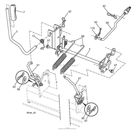 husqvarna ythk    parts diagram  mower lift deck lift
