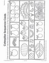 Caterpillar Hungry Sequencing Carle Eric Very Activities Worksheets Cards Printable Coloring Kids Color Worksheet Preschool Book Activity Board Sequence Pages sketch template