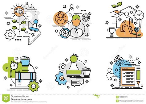 set  outline icons  career stock vector illustration  manager