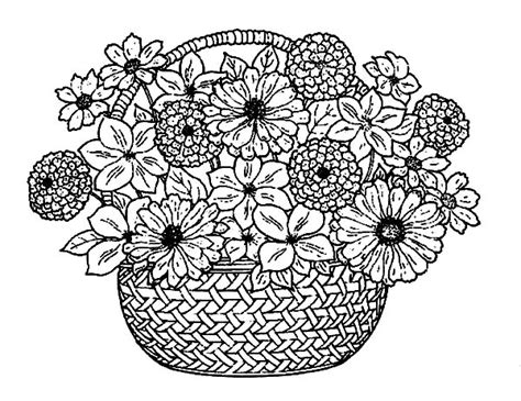 flower bouquet   traditional basket  flowers coloring pages