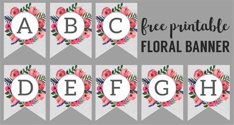 floral alphabet banner letters printable scrap booking