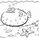 Coloring Puffer Fish Pages Starfish Cute Fourteen sketch template