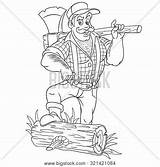 Lumberjack Woodsman Childish Axe sketch template