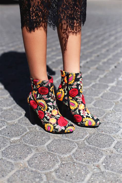 Chic Black Booties Embroidered Booties Ankle Booties Lulus