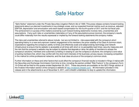 safe harbor safe harbor statement