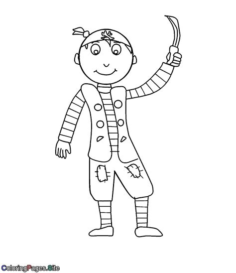 purim costumed pirate boy  coloring page