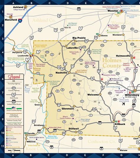 holmes county map  visitors guide amish country ohio