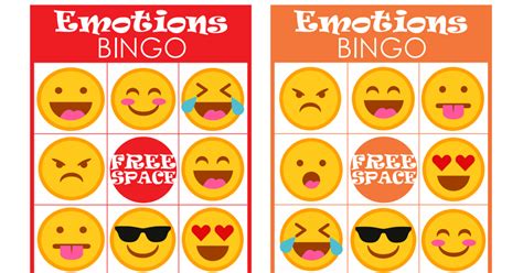 emotions bingo printable game  kidspdf feelings activities
