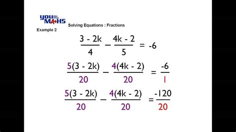 solve equations  fractions worksheet