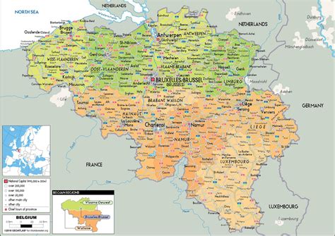 politieke kaart van belgie plaats van de belgische kaart west europa europa