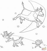 Diddle Hey Coloring Pages Nursery Rhyme Printable Mother Goose Rhymes Fiddle Cat Moo Clack Click Cow Moon Over Supercoloring Jumping sketch template
