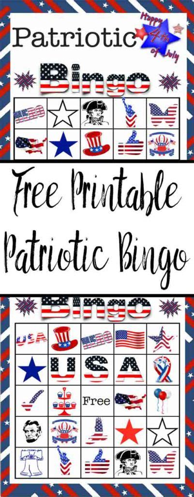 printable   july patriotic bingo