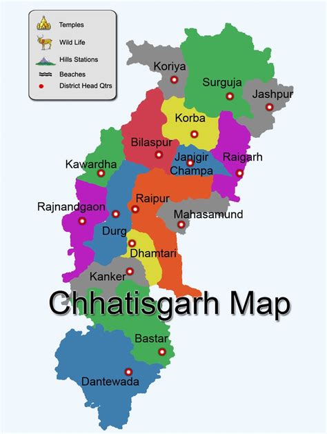 chhattisgarh map  districts images