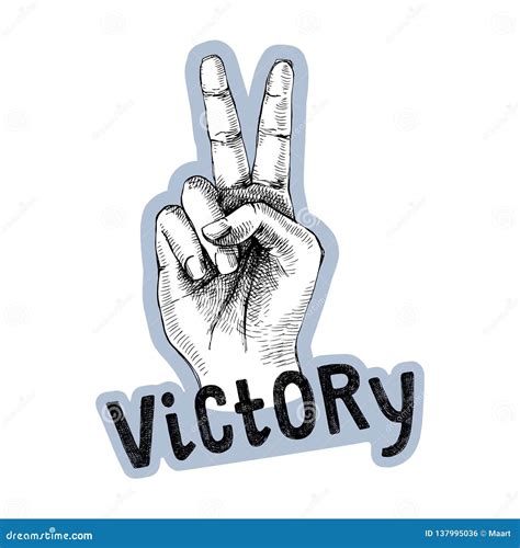 sketched victory hand gesture stock vector illustration  sketch hand