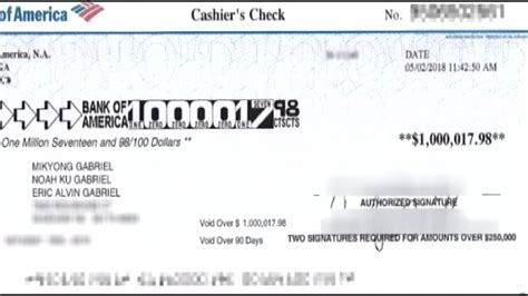 family returns bank  america check mistakenly written   million