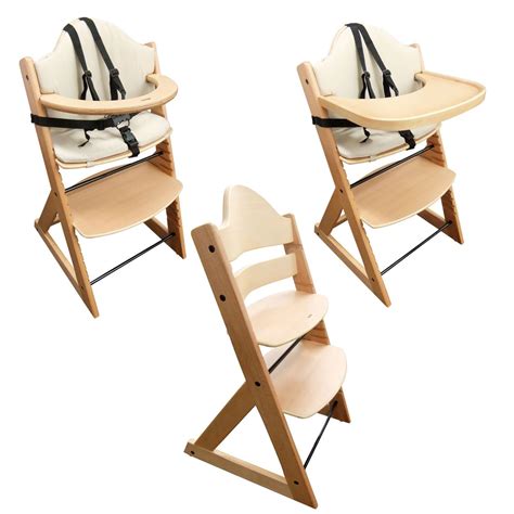 wooden baby high chair  highchair  tray  bar beech