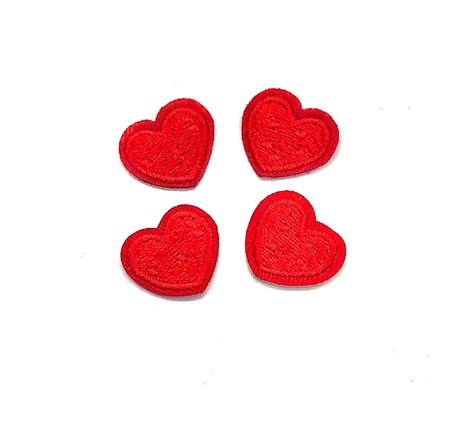 mini red heart patches   iron  embroidered heart patch etsy uk
