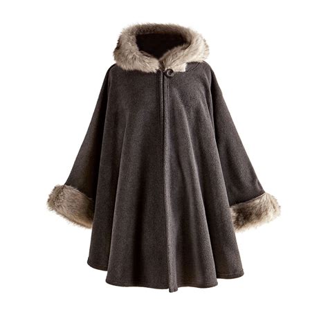 lara faux fur trimmed hooded cape  review  stars acorn xc