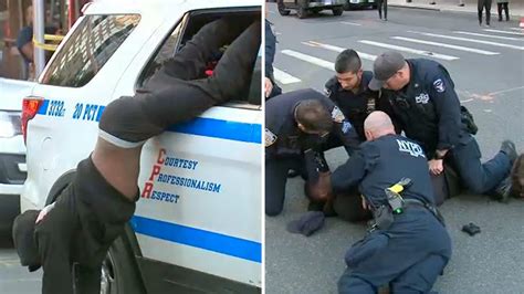 watch insane video shows man escape nypd car get tackled by police breaking911