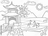 Natura Giappone Vettore Fumetto Libro Natureza Zentangle Desenho Japão sketch template