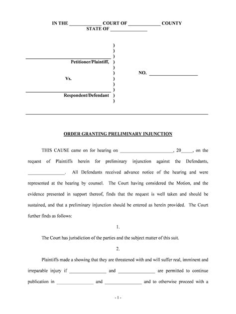 injunction order fill  printable fillable blank pdffiller