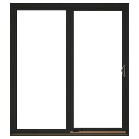 pella impervia clear glass black fiberglass  hand double door sliding patio door