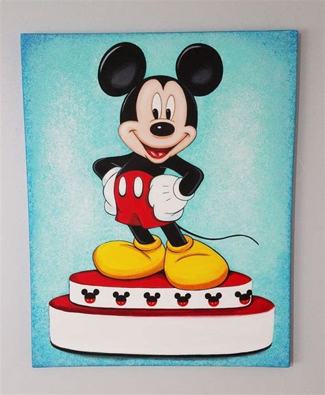 mickey mouse painting stretched canvas    etsy