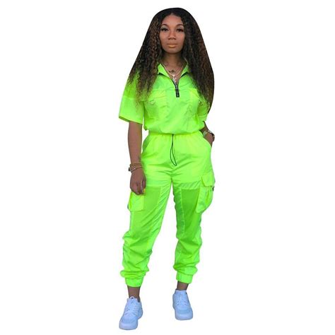 festival clothes neon green two piece set women tracksuit 2019 summer