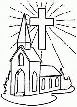Church Coloring Pages Cross Drawing Kids Simple Building Shining Color Print Printable Respect Template Place Helpers Templates Comments Getcolorings Getdrawings sketch template