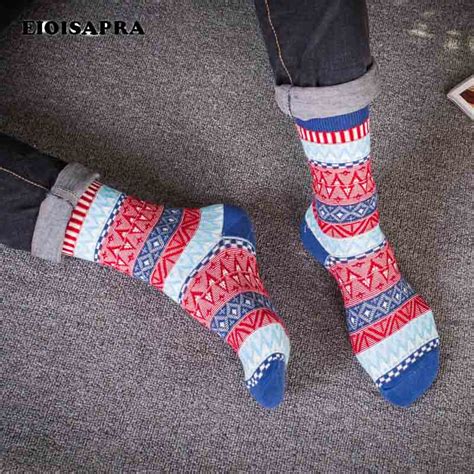 eioisaprajapan  product striped socks retro national wind socks men handmade concise