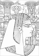 Egypt Coloring Pages Queen Children Easy Color Kids Egyptian Egypte Ancient Background Hieroglyphs Drawings Version Magnificent Pillar Funny Et Adult sketch template