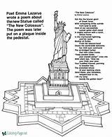 Liberty Statue Coloring Pages Printable Facts Kids Poem Below Click sketch template