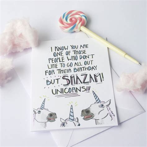 Funny Unicorn Surprise Birthday Card By The Fuzzy Bee Paper Company