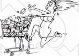 Rushed Grocery Tossing Cart Woman Into Food Royalty Clipart Illustration Vector Cartoonsof sketch template