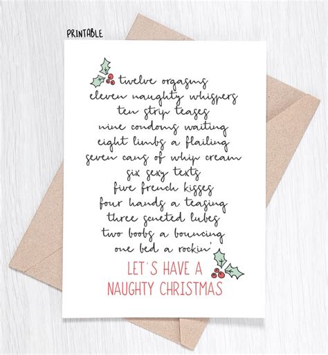 printable christmas card twelve naughty days etsy