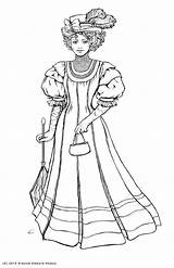 Coloring Pages Victorian Woman Colouring Fashion Dress Adult Ladies Draw Dresses Printable Color Book Women Lady Drawing Print Adults Clothes sketch template