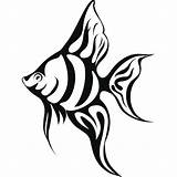 Fish Tropical Drawing Coloring Pages Clipart Realistic Tribal Drawings Sea Wall Decal Color Under Ocean Clip Silhouette Angel Angelfish These sketch template