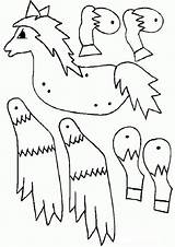 Ausschneiden Burattini Pferde Marionette Hampelmann Ausmalbild Vorlagen Gerne sketch template