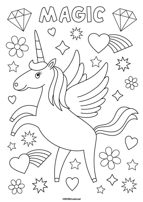 fun   unicorn coloring pages  kids momtivational unicorn