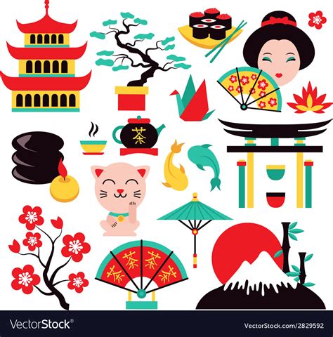 japan symbols set royalty  vector image vectorstock